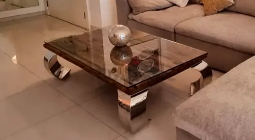 Marina Coffee Table with Chrome Curved Legs