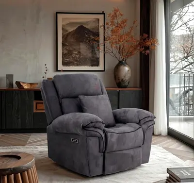 Comfortable Gray Power Recliner Armchair - Like New