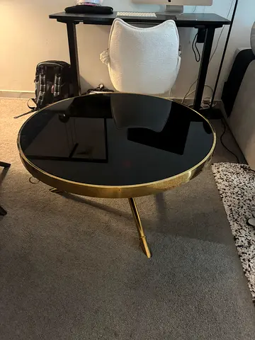 Round Glass Top Coffee Table with Gold Frame - Modern - As good as new from Pan Emirates