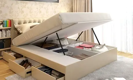 Modern Hydraulic Storage Bed with Drawers