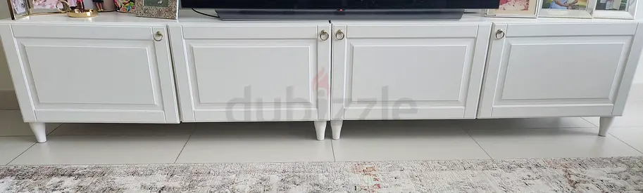 White low TV cabinet / media console with storage - used