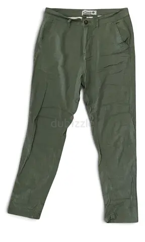 SS Fashion olive green casual linen blend trousers - size 30 but runs ~large