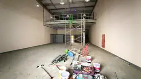 3,500 sq ft warehouse in Ind Area 5, Sharjah. AED 145k (4 cheques). 35% mezzanine, office, bath, kit