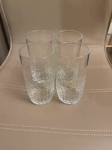IKEA FRÖJDA Set of 4 Tall Textured Glass Tumblers - 400ml NEW Condition