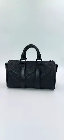 LV keep all 25 black leather monogram crossbody bag