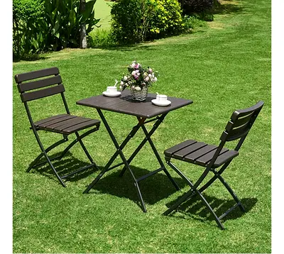 Wooden Foldable Bistro Set - 4 Chairs + Table (Outdoor)