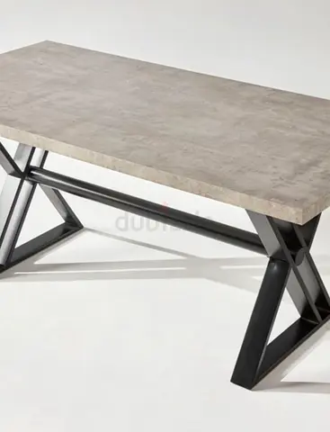 Modern Wooden Dining Table with Industrial Metal Legs