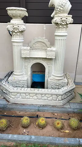 Outdoor Decorative Stone Fountain with Columns and beautiful lights
