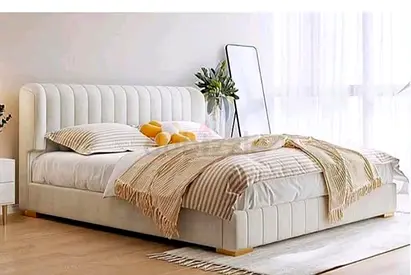 Upholstered King Bed Frame with Padded Headboard included spring Matress 22 cm thikniss.