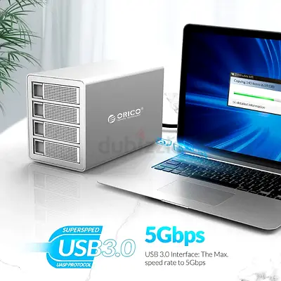 ORICO 4 Bay Hard Drive Enclosure USB 3.0 to SATA for 3.5 inch HDDs Support 64TB Built-in 150W Power