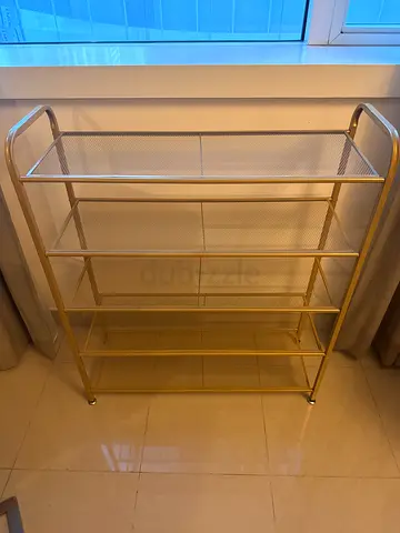 Gold metal shoe rack/organizer - 5 tiers, slim design