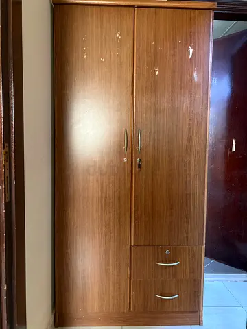 Wooden 2-Door Wardrobe with 2 Drawers – Good Condition
