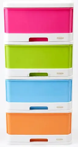 Cosmoplast Stackable 4-Drawer Plastic Storage Unit — Multicolour