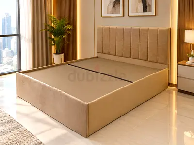 Wooden Valvet Fabric Queen Bed Frame