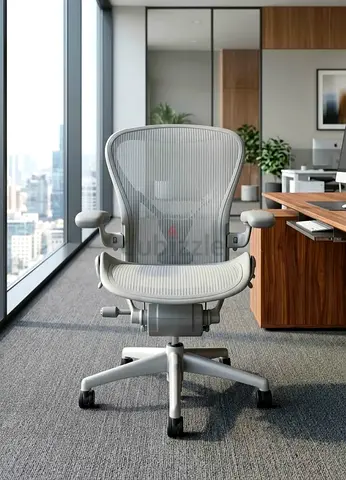 Herman Miller Ergonomic Mesh Office Chair — Adjustable, Light Grey