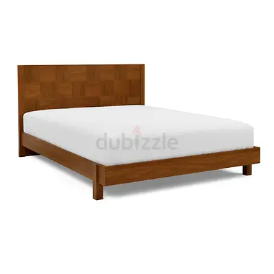 Walnut finish pattern panel king mdf bed