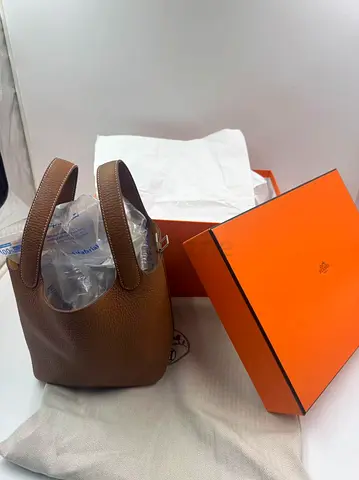 HERMES picotin 18 gold hardware brown