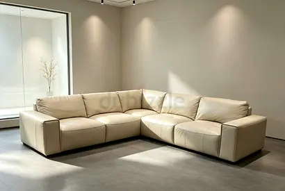 Cream leather L-shaped corner sofa — modern, spacious 3-seater + chaise