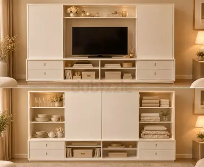 Large White TV Entertainment Unit / Storage Cabinet – Excellent Condition