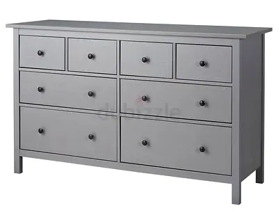 IKEA HEMNES Grey 8-Drawer Wooden Chest of Drawers