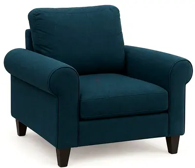 Dark Teal Upholstered Armchair with Rolled Arms