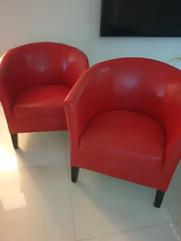 Pair of red tub armchairs - set of 2, good condition