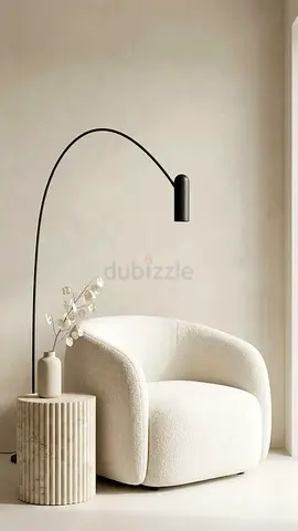 Modern Bouclé Accent Armchair - Cozy Curved Lounge Chair
