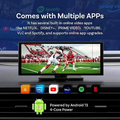 Autocast CarPlay Screen Flow display with YouTube, multimedia player
Android Auto, Netflix/YouTube,