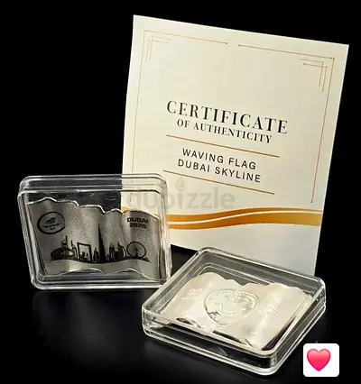 Waving flag Dubai,silver coin with certificate.