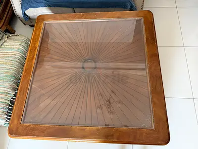 Square Wooden Coffee Table with Glass Top Insert