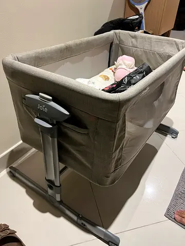 URGENT Joie grey bedside bassinet for sale with bed
