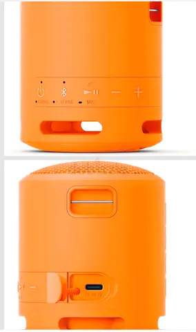 Compact Orange Bluetooth Portable Speaker with USB-C Charging