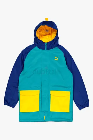 Puma Colorblock Hooded Jacket - Teal, Navy & Yellow, Size 14-15 Years - UNUSED