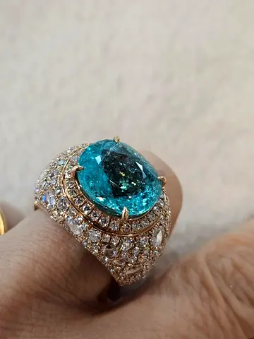 10.41ct Mozambique Paraiba Tourmaline Diamond Ring – GRS