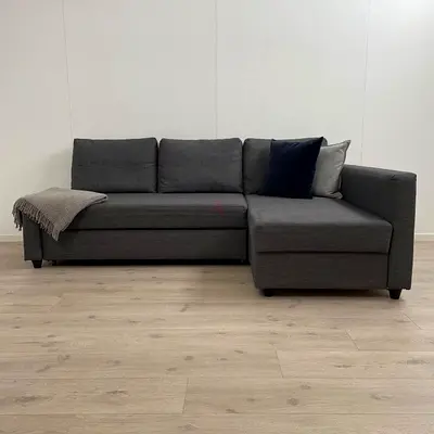 Dark Grey L-Shaped Corner Sofa Bed