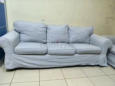 3 Seater Sofa - Light Blue Slipcover, Good Condition