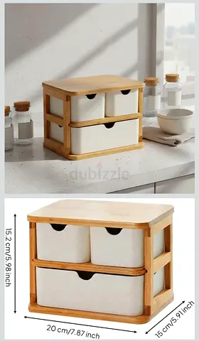 Compact Bamboo 3-Drawer Storage Organizer for Kitchen & Home/Tessie & Jessie storage Box, brand new
