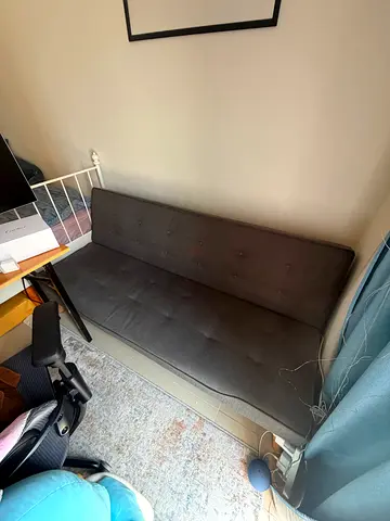 Grey Fabric Tufted Sofa Bed