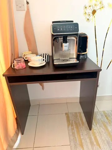 Compact dark wood console table / small writing desk - excellent condition