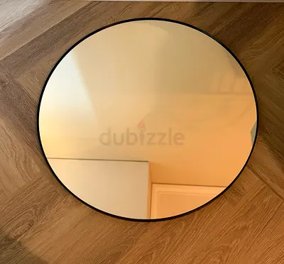 Round Black Framed Wall Mirror - 60cm