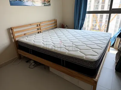 IKEA TARVA King Bed 180x200 Pine with Slats and King Pocket Spring Mattress
