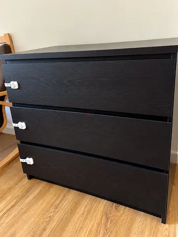 IKEA Black 3-Drawer Chest / Dresser – Good Condition