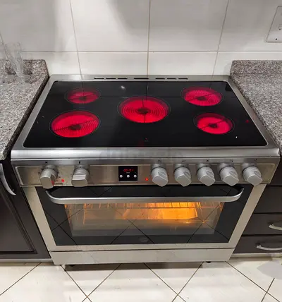 Hoover 5 Hobs Electric Ceramic Cooker Oven Size 90x60 CM