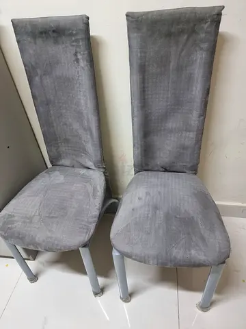 6 pcs. Suede dining chairs metal base