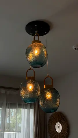 Triple Blue Glass Pendant Light - Modern Hanging Lamp