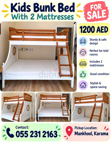 Kids bunk bed with matress