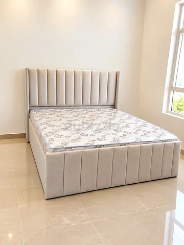 Beige Upholstered king Bed with Headboard and Storage Base