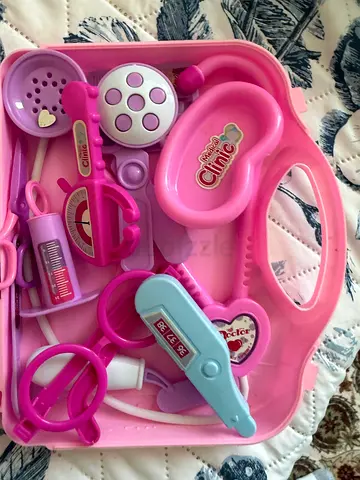 Kids Pink Doctor Playset with Case - Stethoscope, Syringe, Thermometer