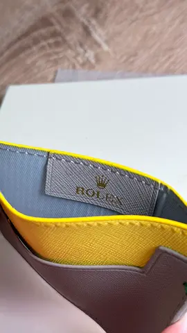 Genuine Rolex Cardholder - PORTE CARDE / Small Leather Wallet - Grey & Yellow