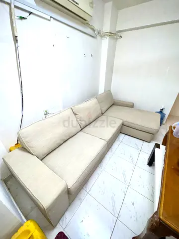 Beige L-shaped 3-Seater Sofa with Chaise — Good Condition
